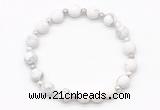 CGB8205 8mm matte white howlite & white lava beaded stretchy bracelets