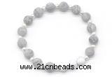 CGB8208 8mm matte grey picture jasper & white lava beaded stretchy bracelets