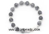 CGB8211 8mm matte snowflake obsidian & white lava beaded stretchy bracelets