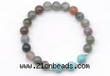 CGB8218 8mm Indian agate & blue howlite beaded stretchy bracelets