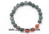 CGB8219 8mm moss agate & red agate beaded stretchy bracelets