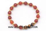 CGB8220 8mm red agate & yellow tiger eye beaded stretchy bracelets