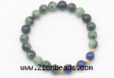 CGB8223 8mm ruby zoisite & lapis lazuli beaded stretchy bracelets