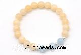 CGB8227 8mm honey jade & aquamarine beaded stretchy bracelets