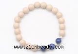 CGB8233 8mm white fossil jasper & lapis lazuli beaded stretchy bracelets