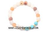 CGB8244 8mm matte druzy agate & blue howlite beaded stretchy bracelets