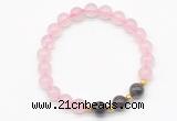 CGB8249 8mm rose quartz & garnet beaded stretchy bracelets