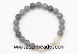 CGB8253 8mm labradorite & white moonstone beaded stretchy bracelets