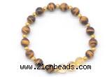 CGB8258 8mm grade AA yellow tiger eye & citrine beaded stretchy bracelets