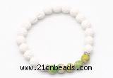 CGB8274 8mm white lava & green sea sediment jasper beaded mala stretchy bracelets