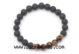 CGB8286 8mm black lava & grade AA yellow tiger eye beaded mala stretchy bracelets