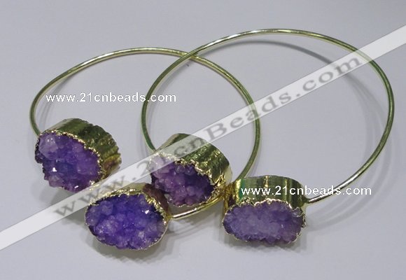 CGB829 13*18mm - 15*20mm oval druzy agate gemstone bangles