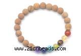 CGB8308 8mm matte wooden jasper 7 chakra beaded mala stretchy bracelets