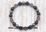 CGB8322 8mm matte amethyst, black onyx & hematite energy bracelet