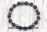 CGB8324 8mm matte black onyx, black onyx & hematite energy bracelet