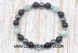 CGB8325 8mm matte amazonite, black onyx & hematite energy bracelet