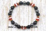 CGB8352 8mm Tibetan agate, black onyx & hematite energy bracelet