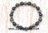 CGB8355 8mm moss agate, black onyx & hematite energy bracelet