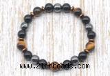 CGB8361 8mm yellow tiger eye, black onyx & hematite energy bracelet