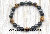 CGB8362 8mm grade AA yellow tiger eye, black onyx & hematite energy bracelet