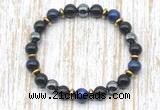 CGB8366 8mm blue tiger eye, black onyx & hematite energy bracelet