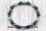 CGB8385 8mm amazonite, black onyx & hematite energy bracelet