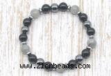 CGB8391 8mm labradorite, black onyx & hematite energy bracelet