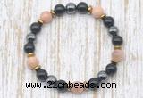 CGB8394 8mm sunstone, black onyx & hematite energy bracelet