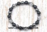 CGB8400 8mm black rutilated quartz, black onyx & hematite energy bracelet