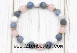 CGB8430 8mm matte sodalite, white howlite, rose quartz & hematite power beads bracelet