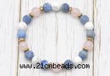 CGB8432 8mm matte lapis lazuli, white howlite, rose quartz & hematite power beads bracelet