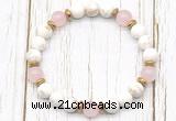 CGB8451 8mm white howlite turquoise, rose quartz & hematite power beads bracelet