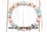 CGB8453 8mm amazonite, rose quartz & hematite power beads bracelet