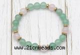 CGB8454 8mm green aventurine, rose quartz & hematite power beads bracelet