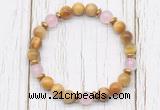 CGB8468 8mm golden tiger eye, rose quartz & hematite power beads bracelet
