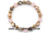 CGB8495 8mm rose quartz, zebra jasper & hematite energy bracelet