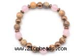 CGB8500 8mm rose quartz, picture jasper & hematite energy bracelet