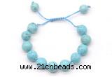 CGB8552 12mm round blue howlite adjustable macrame bracelets