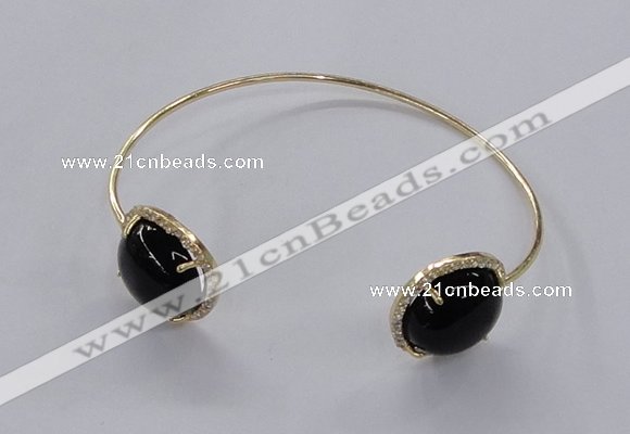 CGB856 15mm flat round agate gemstone bangles wholesale