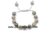 CGB8579 12mm round greeting pine jasper adjustable macrame bracelets