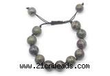 CGB8583 12mm round dragon blood jasper adjustable macrame bracelets