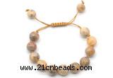 CGB8603 12mm round yellow crazy lace agate adjustable macrame bracelets