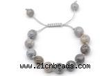 CGB8606 12mm round silver needle agate adjustable macrame bracelets