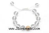 CGB8616 12mm round white crystal adjustable macrame bracelets