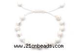 CGB8651 8mm,10mm round white howlite adjustable macrame bracelets