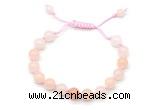 CGB8655 8mm,10mm round pink aventurine adjustable macrame bracelets