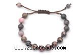 CGB8663 8mm,10mm round rhodonite adjustable macrame bracelets