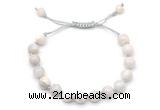 CGB8698 8mm,10mm round white crazy lace agate adjustable macrame bracelets