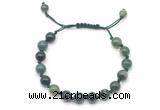 CGB8700 8mm,10mm round moss agate adjustable macrame bracelets