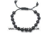 CGB8703 8mm,10mm round black onyx adjustable macrame bracelets